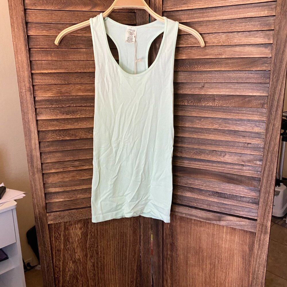 C'est Moi Bamboo 1x1 Rib Racer Back Top Dew Mist